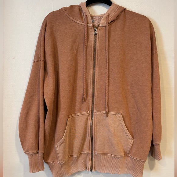 aerie Tops - Aerie Full Zip Hoodie Tan Size Small